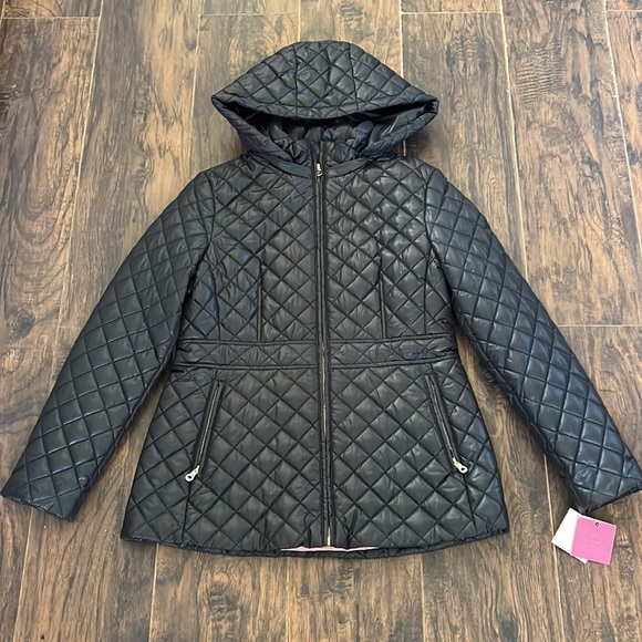 kate spade Jackets & Coats Kate Spade Black Down Coat Pink Lining M